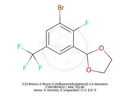 Chemical structure of 2-[3-Bromo-2-fluoro-5-(trifluoromethyl)phenyl]-1,3-dioxolane