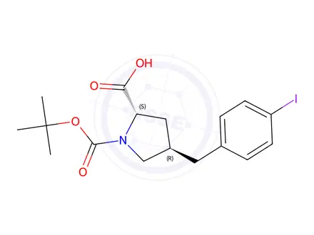 Chemical structure of Boc-(R)-γ-(4-iodo-benzyl)-L-proline
