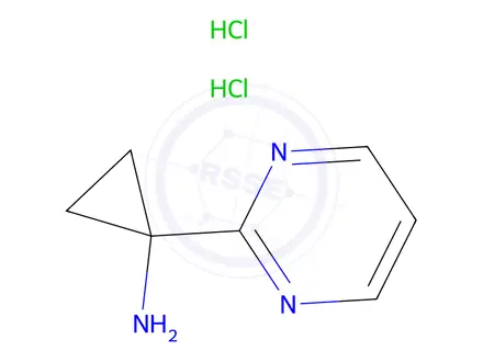 Chemical structure of 1-(Pyrimidin-2-yl)cyclopropan-1-amine Dihydrochloride