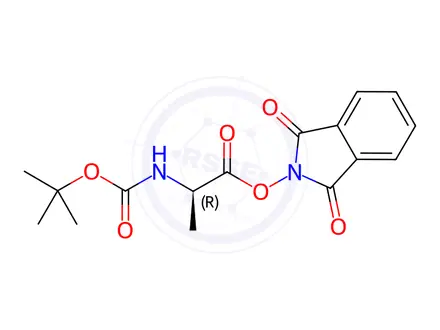 Chemical structure of Carbamic acid, [2-[(1,3-dihydro-1,3-dioxo-2H-isoindol-2-yl)oxy]-1-methyl-2-oxoethyl]-, 1,1-dimethylethyl ester, (R)-(9CI)