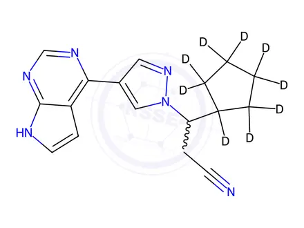 Chemical structure of Ruxolitinib Phosphate Impurity 7-d9 (rac-Ruxolitinib-d9)
