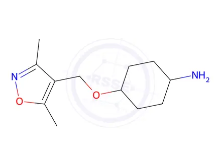 Chemical structure of 4-[(dimethyl-1,2-oxazol-4-yl)methoxy]cyclohexan-1-amine