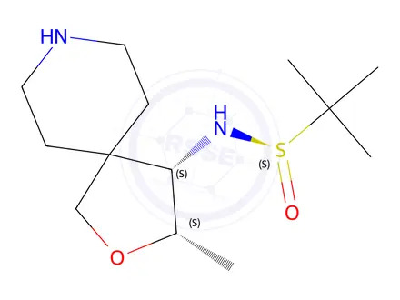 Chemical structure of (R)-2-Methyl-N-((3S,4S)-3-methyl-2-oxa-8-azaspiro[4.5]decan-4-yl)propane-2-sulfinamide