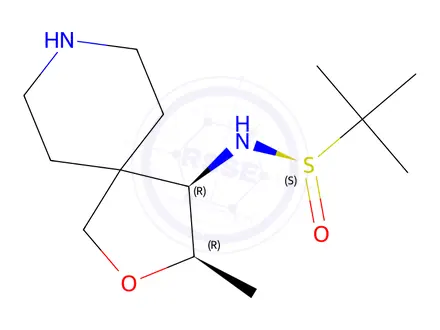 Chemical structure of (R)-2-Methyl-N-((3R,4R)-3-methyl-2-oxa-8-azaspiro[4.5]decan-4-yl)propane-2-sulfinamide