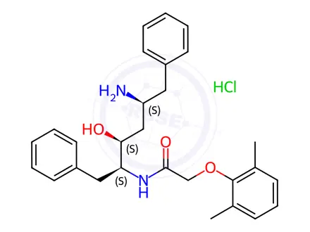 Chemical structure of N-((2S,3S,5S)-5-Amino-3-hydroxy-1,6-diphenylhexan-2-yl)-2-(2,6-dimethylphenoxy)acetamide hydrochloride