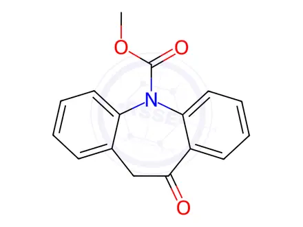 Chemical structure of 10,11-Dihydro-10-oxo-5H-dibenzo[b,f]azepine-5-carboxylic acid methyl ester