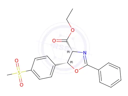 Chemical structure of (4R-5R)-4,5-Dihydro-5-[4-(methylsulfonyl)phenyl]-2-phenyl-4-oxazolecarboxylic Acid Ethyl Ester