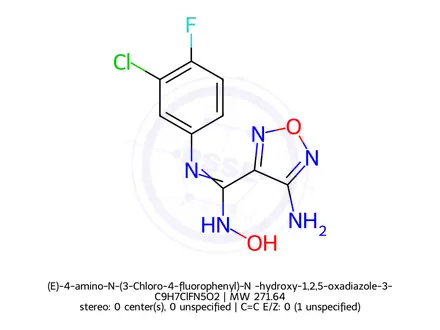Chemical structure of (E)-4-amino-N-(3-Chloro-4-fluorophenyl)-N’-hydroxy-1,2,5-oxadiazole-3-carboximidamide