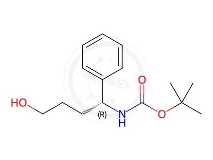 Chemical structure of Carbamic acid, N-[(1R)-4-hydroxy-1-phenylbutyl]-, 1,1-dimethylethyl ester