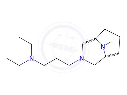 Chemical structure of N,N-diethyl-3-(9-methyl-7,9-diazabicyclo[3.3.1]non-7-yl)propan-1-amine trihydrochloride