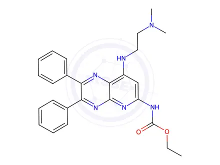Chemical structure of ethyl 8-(2-(dimethylamino)ethylamino)-2,3-diphenylpyrido[2,3-b]pyrazin-6-ylcarbamate