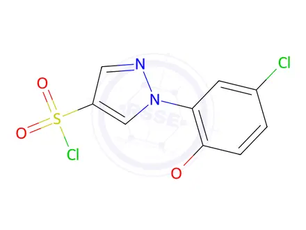 Chemical structure of 1-(5-chloro-2-methoxyphenyl)-1H-pyrazole-4-sulfonyl chloride