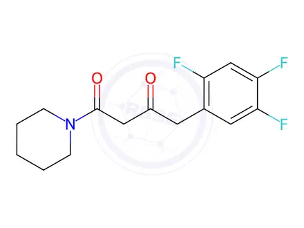 Chemical structure of 1-(piperidin-1-yl)-4-(2,4,5-trifluorophenyl)butane-1,3-dione