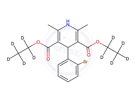 Chemical structure of 4-(2-Bromophenyl)-2,6-dimethyl-3,5-pyridinedicarboxylic Acid-d10 Diethyl Ester