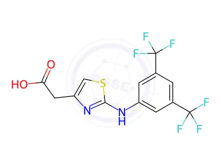 Chemical structure of 2-(4-((3,5-bis(Trifluoromethyl)phenyl)amino)-3,5-thiazolyl)acetic acid