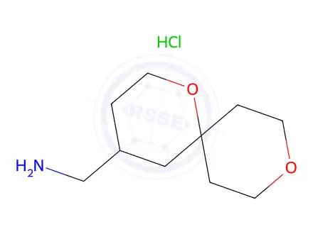 Chemical structure of 1,9-dioxaspiro[5.5]undecan-4-ylmethanamine hydrochloride