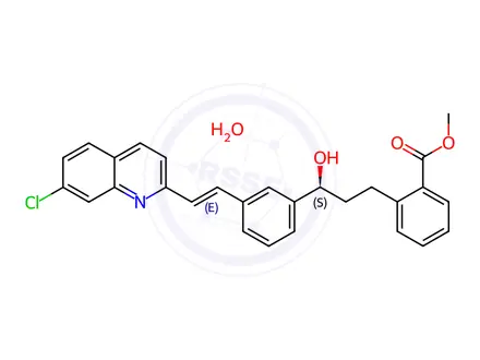 Chemical structure of Methyl (S,E)-2-(3-(3-(2-(7-chloroquinolin-2-yl)vinyl)phenyl)-3-hydroxypropyl)benzoate Hydrate