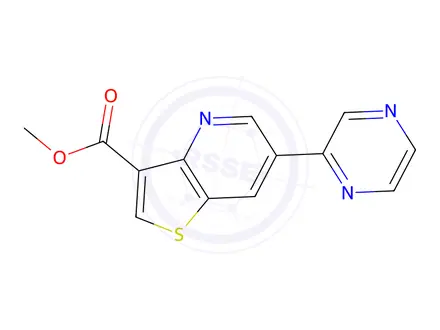 Chemical structure of Methyl 6-(pyrazin-2-yl)thieno[3,2-b]pyridine-3-carboxylate