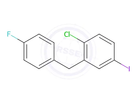 Chemical structure of 1-Chloro-2-[(4-fluorophenyl)methyl]-4-iodobenzene