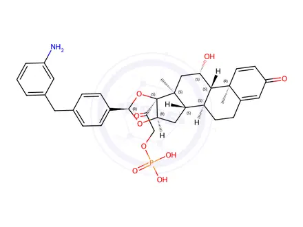 Chemical structure of 2-((6aR,6bS,7S,8aS,8bS,10R,11aR,12aS,12bS)-10-(4-(3-Aminobenzyl)phenyl)-7-hydroxy-6a,8a-dimethyl-4-oxo-1,2,4,6a,6b,7,8,8a,11a,12,12a,12b-dodecahydro-8bH-naphtho[2',1':4,5]indeno[1,