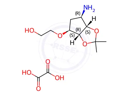 Chemical structure of 2-(((3aR,4S,6R,6aS)-6-Amino-2,2-dimethyltetrahydro-4H-cyclopenta[d][1,3]dioxol-4-yl)oxy)ethan-1-ol Oxalate