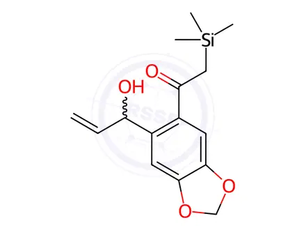 Chemical structure of 6-[2(Trimethylsilyl)-1-ethynyl]-1,3-benzodioxole-5-vinylmethanol