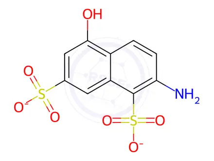 Chemical structure of disodium 2-amino-5-hydroxynaphthalene-1,7-disulphonate