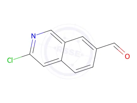 Chemical structure of 3-Chloro-2-azanaphthalene-7-carboxaldehyde, 3-Chloro-7-formylisoquinoline