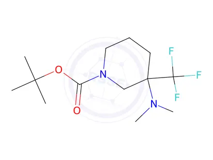 Chemical structure of Tert-butyl 3-(dimethylamino)-3-(trifluoromethyl)piperidine-1-carboxylate