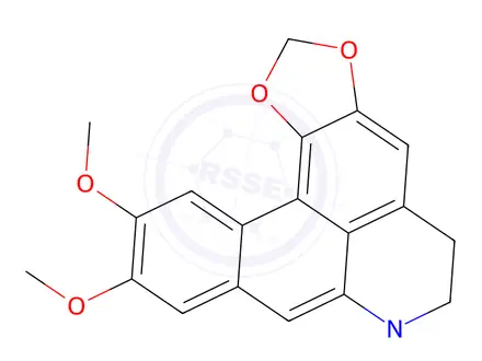 Chemical structure of 5H-Benzo[g]-1,3-benzodioxolo[6,5,4-de]quinoline, 6,7-dihydro-10,11-diMethoxy-7-Methyl-