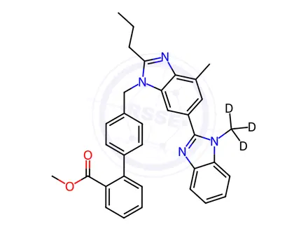 Chemical structure of Methyl 4'-[[2-n-Propyl-4-methyl-6-(1-methylbenzimidazol-2-yl)-benzimidazol-1-yl]methyl]biphenyl-2-carboxylate-d3