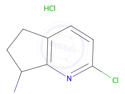 Chemical structure of 2-chloro-5H,6H,7H-cyclopenta[b]pyridin-7-amine hydrochloride