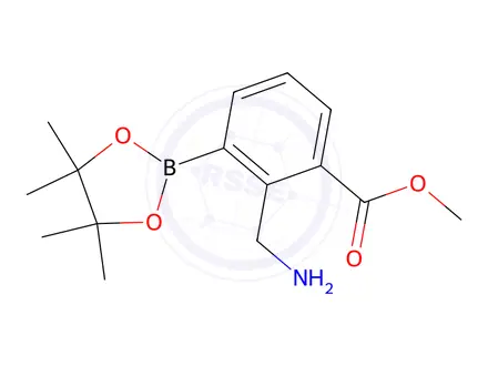 Chemical structure of methyl 2-(aminomethyl)-3-(4,4,5,5-tetramethyl-1,3,2-dioxaborolan-2-yl)benzoate
