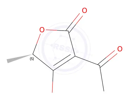 Chemical structure of (S)-3-acetyl-4-hydroxy-5-methylfuran-2(5H)-one