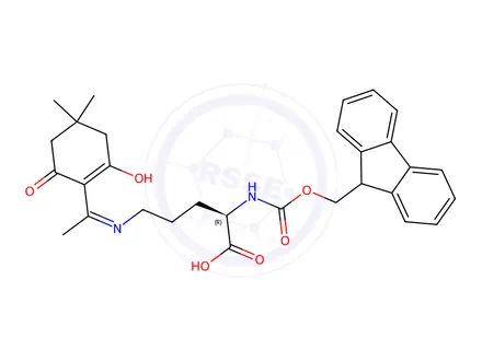 Chemical structure of Fmoc-(Nd-1-(4,4-dimethyl-2,6-dioxo-cyclohex-1-ylidene)ethyl)-D-ornithine