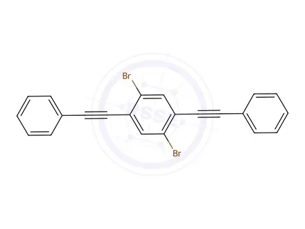 Chemical structure of ((2,5-Dibromo-1,4-phenylene)bis(ethyne-2,1-diyl))dibenzene
