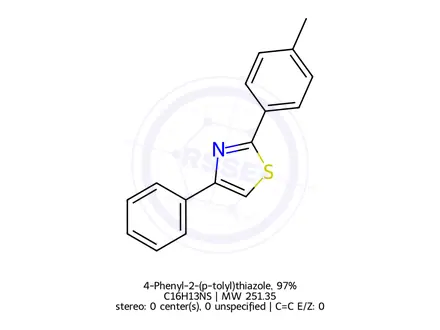 Chemical structure of 4-Phenyl-2-(p-tolyl)thiazole, 97%