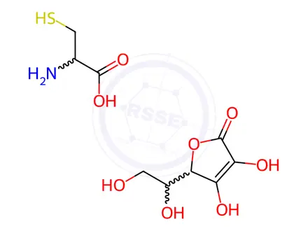 Chemical structure of L-ascorbic acid, compound with L-cysteine