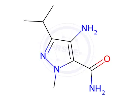 Chemical structure of 1H-Pyrazole-5-carboxamide,4-amino-1-methyl-3-(1-methylethyl)-