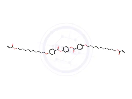 Chemical structure of Benzoic acid, 4-[[11-[(1-oxo-2-propen-1-yl)oxy]undecyl]oxy]-, 1,1'-(1,4-phenylene) ester