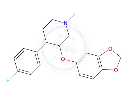 Chemical structure of 3-(Benzo[d][1,3]dioxol-5-yloxy)-4-(4-fluorophenyl)-1-methylpiperidine