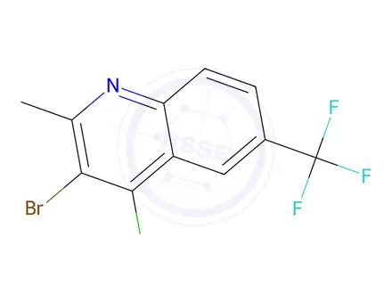 Chemical structure of 3-Bromo-4-chloro-2-methyl-6-(trifluoromethyl)quinoline