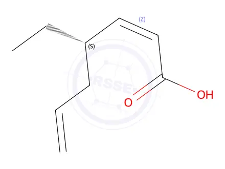 Chemical structure of (S,Z)-4-ethylhepta-2,6-dienoic acid