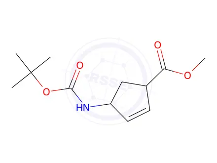 Chemical structure of methyl 4-((tert-butoxycarbonyl)amino)cyclopent-2-enecarboxylate