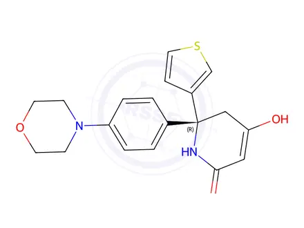 Chemical structure of (R)-4-hydroxy-6-(4-morpholinophenyl)-6-(thiophen-3-yl)-5,6-dihydropyridin-2(1H)-one