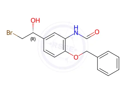 Chemical structure of (R)-N-(2-(Benzyloxy)-5-(2-bromo-1-hydroxyethyl)phenyl)formamide