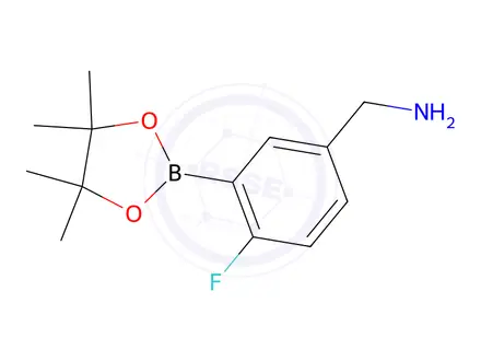 Chemical structure of 5-Aminomethyl-4-2luorophenylboronic acid, piNAcol ester