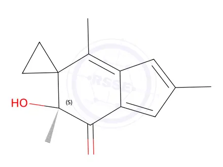 Chemical structure of (S)-6'-Hydroxy-2',4',6'-trimethylspiro[cyclopropane-1,5'-inden]-7'(6'H)-one