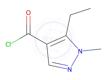 Chemical structure of 5-ethyl-1-methyl-1H-pyrazole-4-carbonyl chloride