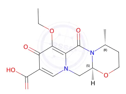 Chemical structure of (4R,12aS)-7-ethoxy-4-methyl-6,8-dioxo-3,4,6,8,12,12a-hexahydro-2H-pyrido[1',2':4,5]pyrazino[2,1-b][1,3]oxazine-9-carboxylic acid